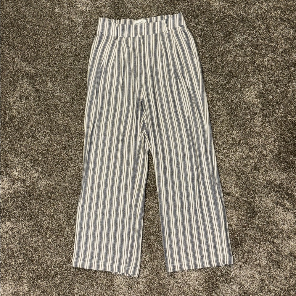 Abercrombie & Fitch Striped Blue and White Linen Pants